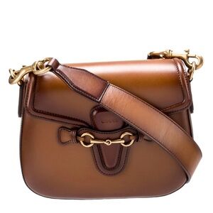 Gucci Tan Leather Crossbody Bag with Gold Accents